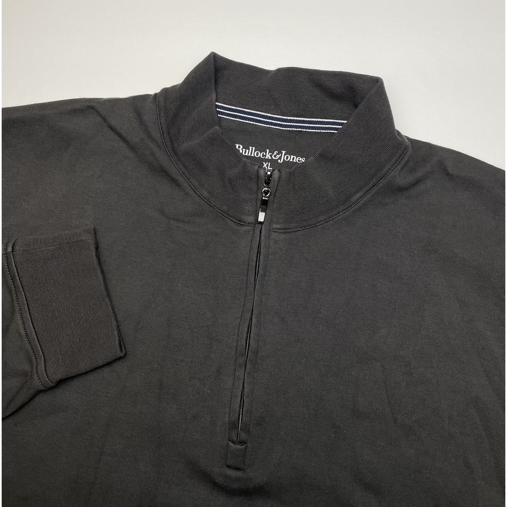 Bullock & Jones Quarter Zip Sweater Mens XL Charcoal Grey‎ Pima Cotton Pullover